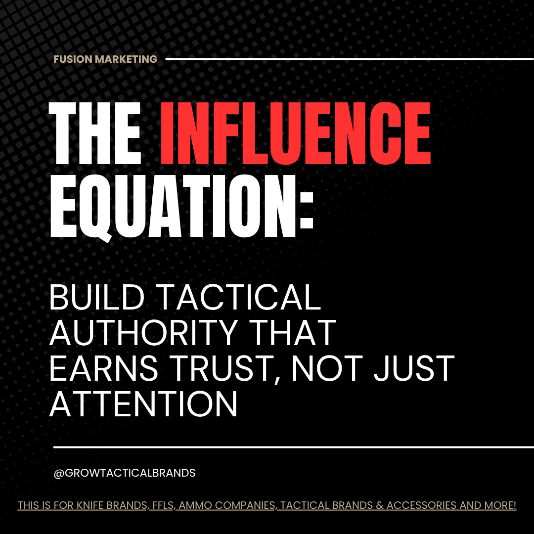 A confident firearms instructor delivering a live gear demo to engaged viewers, conveying tactical authority. The influence equation for the tactical niche.